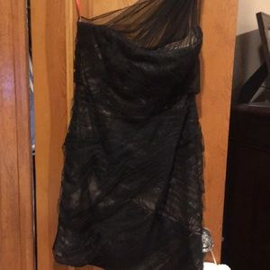 Monique Lhulier lace dress with one shoulder